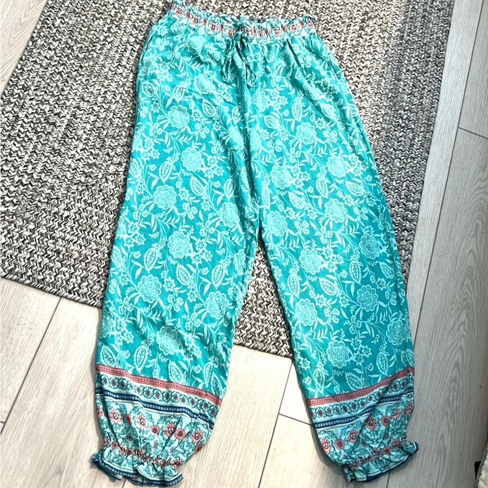 Beachcomber,We Love Fashion, Pants,Boho,Ruffle,POCKETS,Drawstring Waist,Size L - Picture 2 of 11